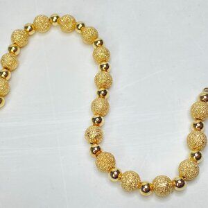 14K yellow Gold Satin and Polished Bead Bracelet 7 7/8" 4.1g JR1130